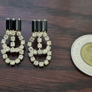Elegant Black Crystal Silver Style Earrings